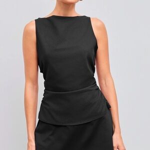 Boatneck Black Tie Back Tank Top